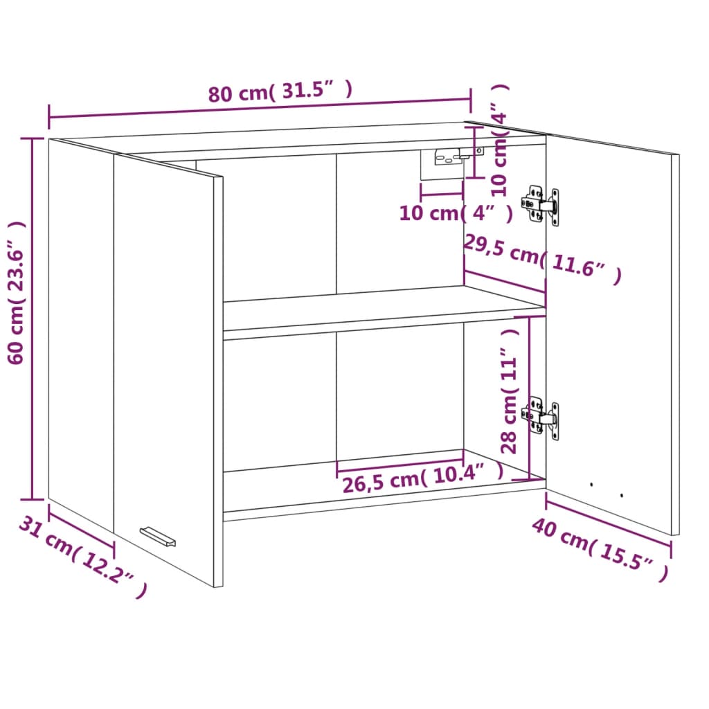 Wandkast Hangend 80X31X60 Cm Bewerkt Hout Bruineikenkleurig