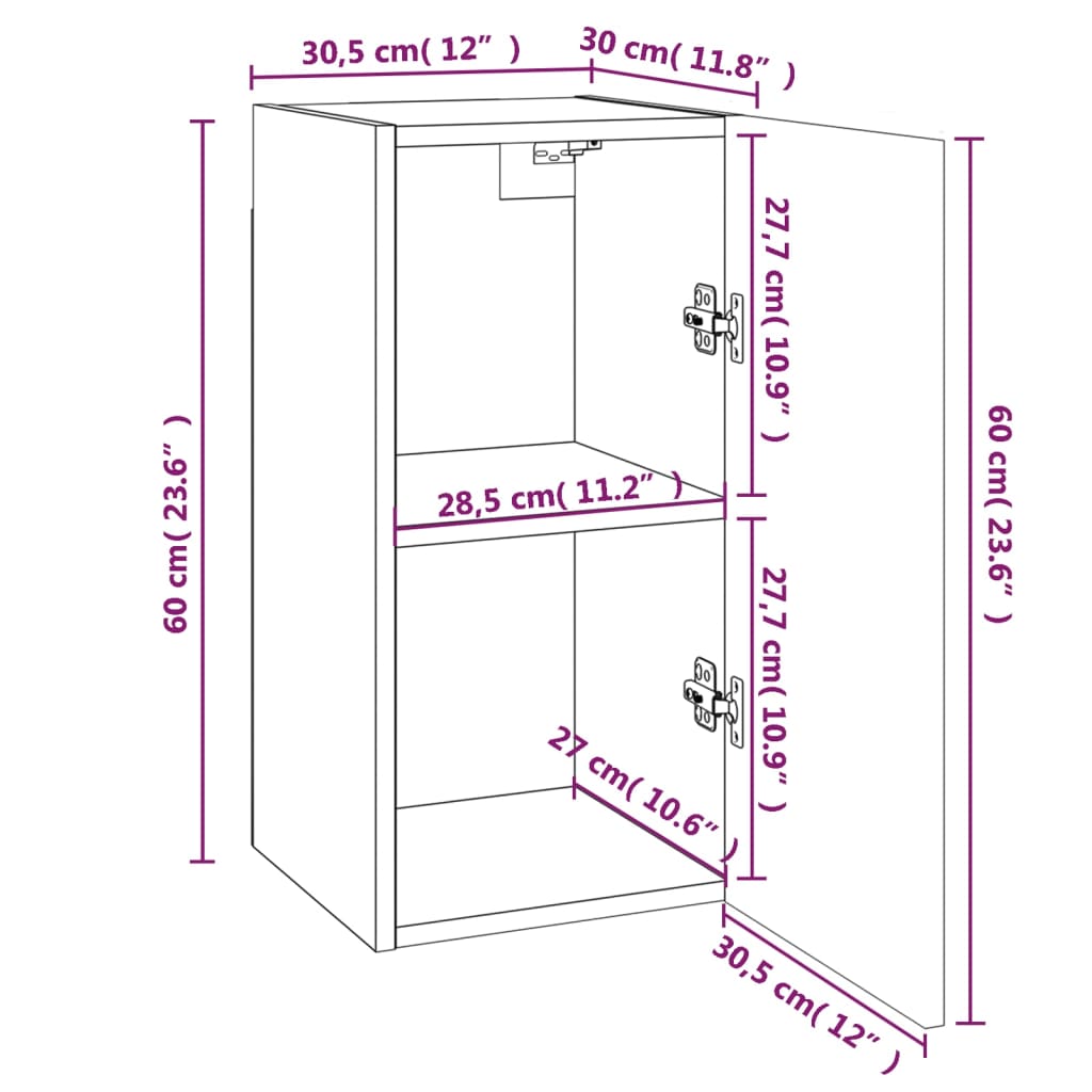 Tv-Meubel 30,5X30X60 Cm Bewerkt Hout Bruineikenkleurig