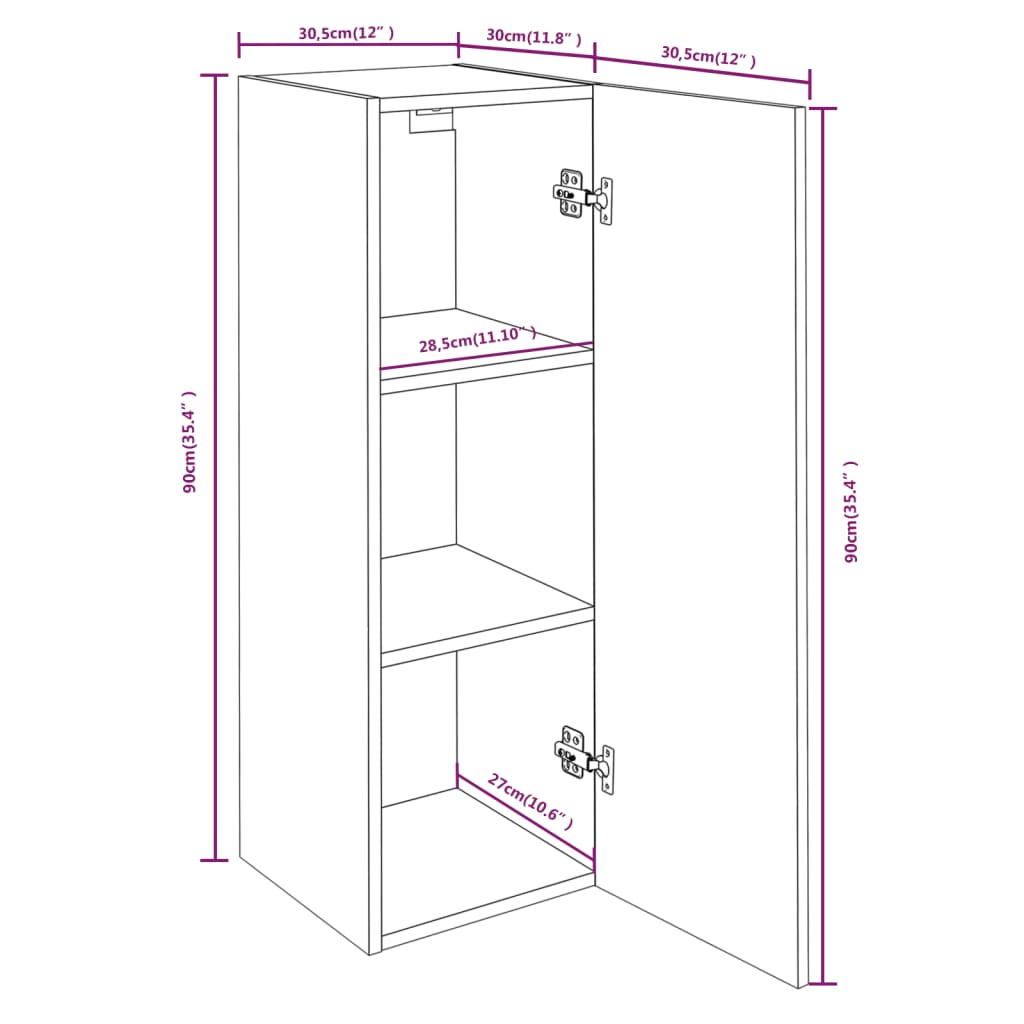 Tv-Meubel 30,5X30X90 Cm Bewerkt Hout Bruineikenkleurig