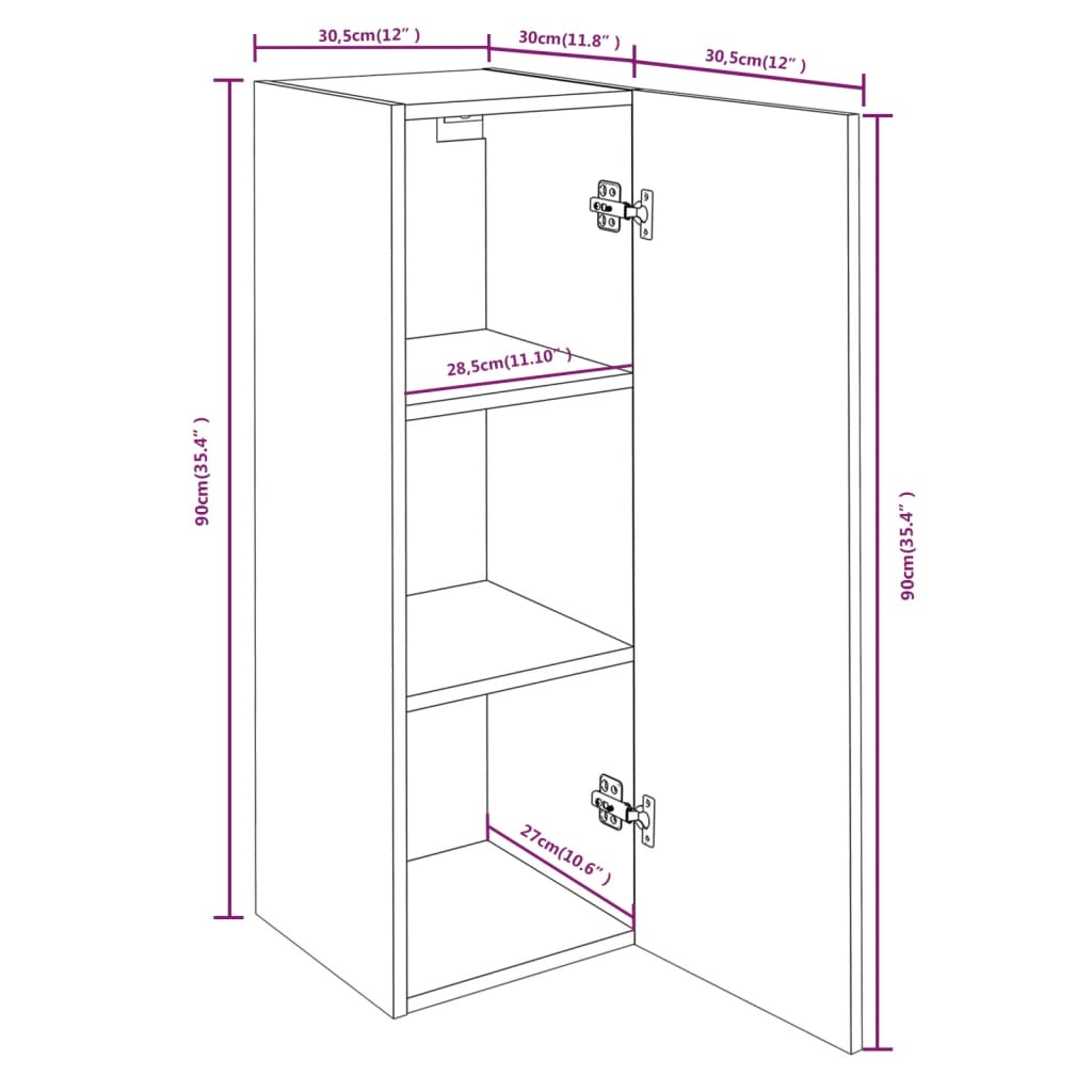 Tv-Meubelen 2 St 30,5X30X90 Cm Bewerkt Hout Bruineikenkleurig