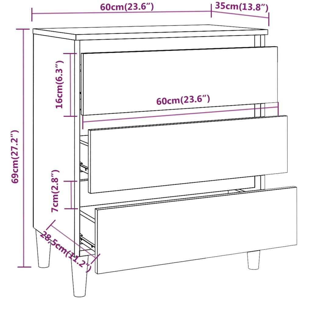 Dressoir 60X35X69 Cm Bewerkt Hout Bruineikenkleurig