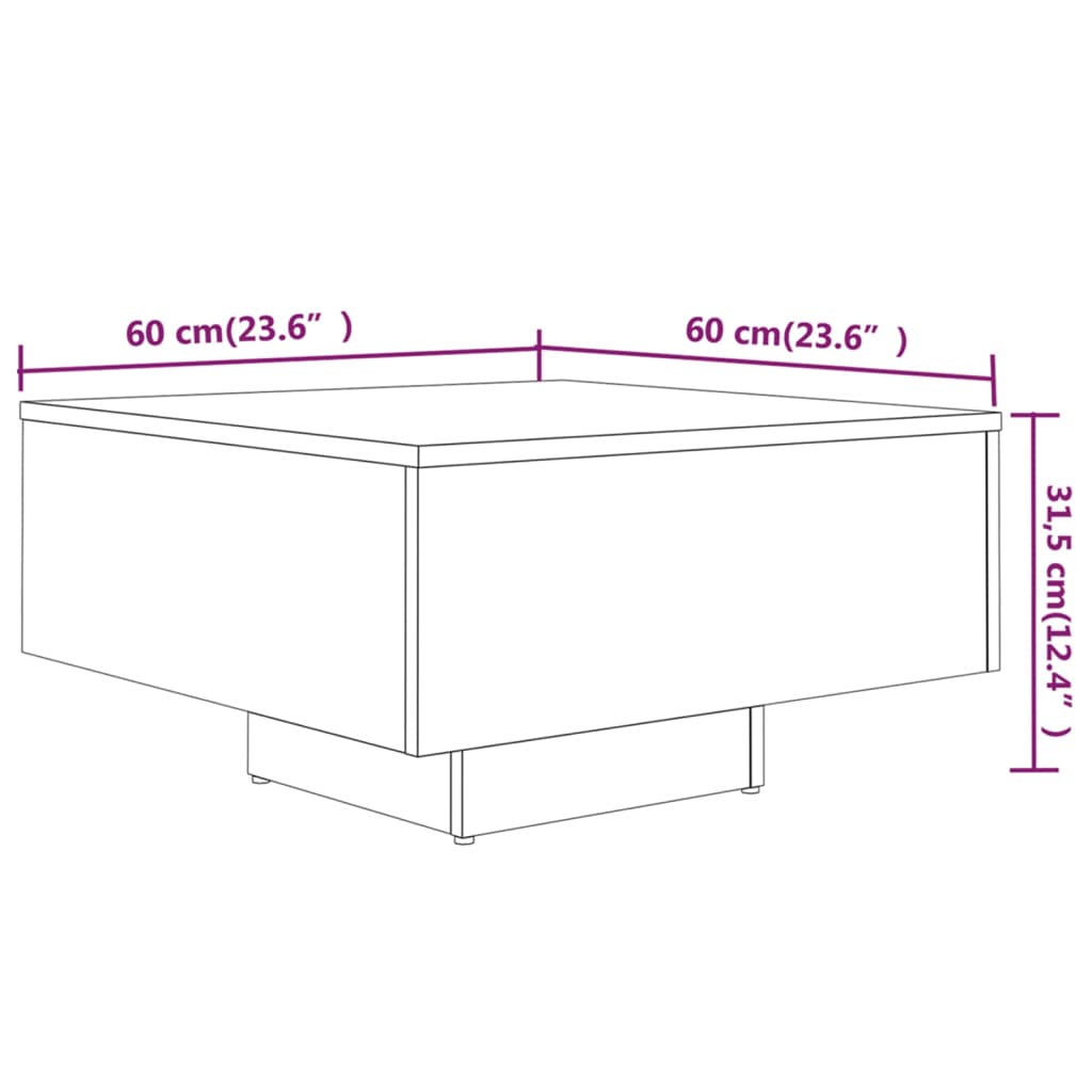 Salontafel 60X60X31,5 Cm Bewerkt Hout Bruineikenkleurig