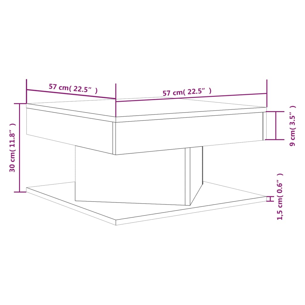 Salontafel 57X57X30 Cm Bewerkt Hout Bruineikenkleurig