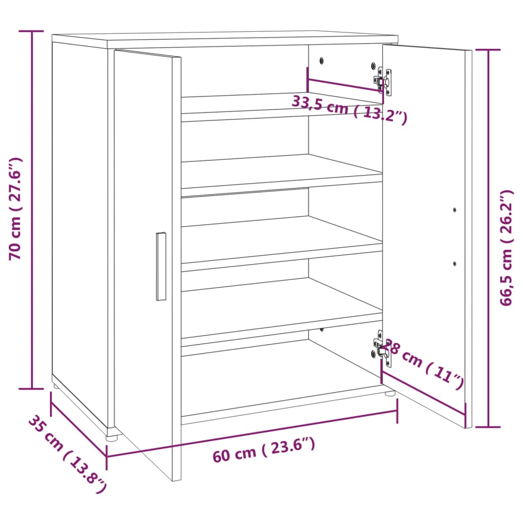 Schoenenkast 60X35X70 Cm Bewerkt Hout Bruineikenkleurig 1