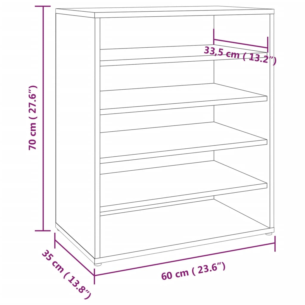 Schoenenkast 60X35X70 Cm Bewerkt Hout Bruineikenkleurig