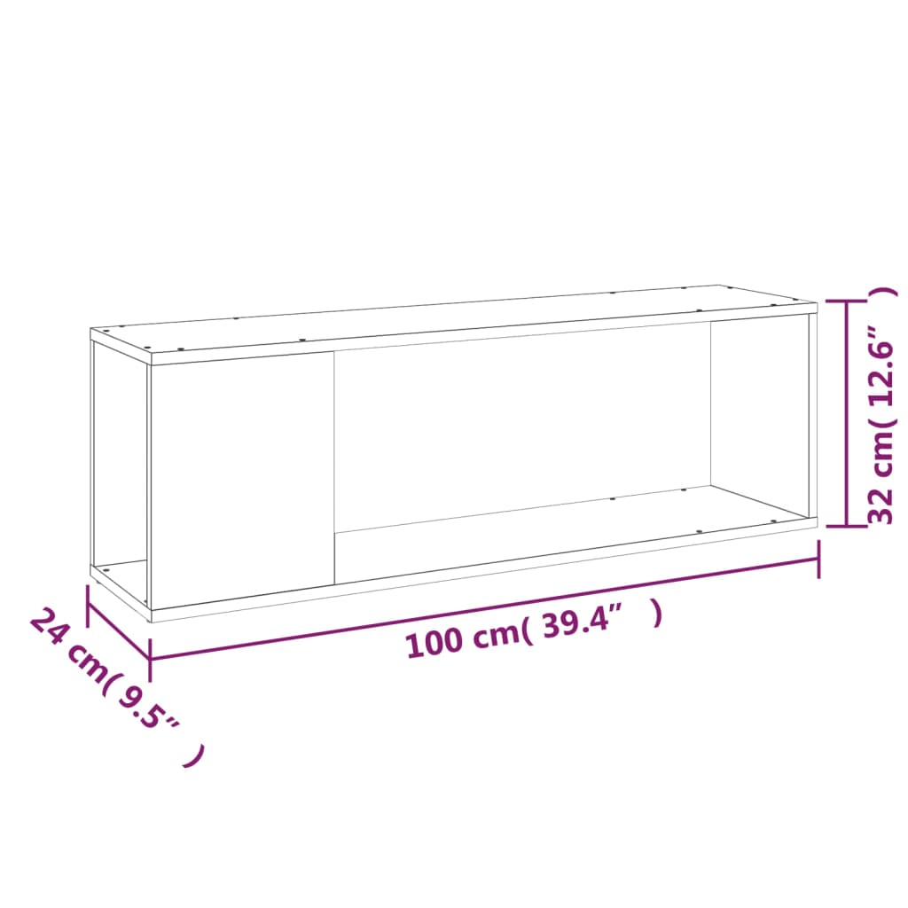 Tv-Meubel 100X24X32 Cm Bewerkt Hout Bruineikenkleurig