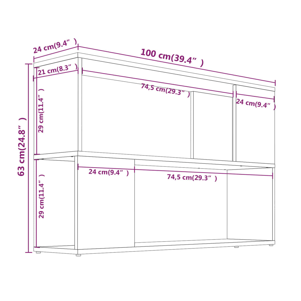 Boekenkast 100X24X63 Cm Bewerkt Hout Bruineikenkleurig