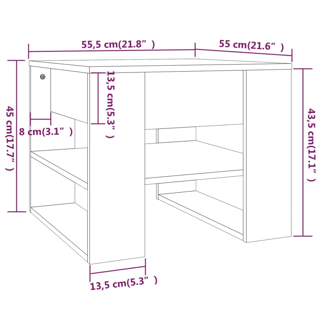 Salontafel 55,5X55X45 Cm Bewerkt Hout Bruineikenkleurig