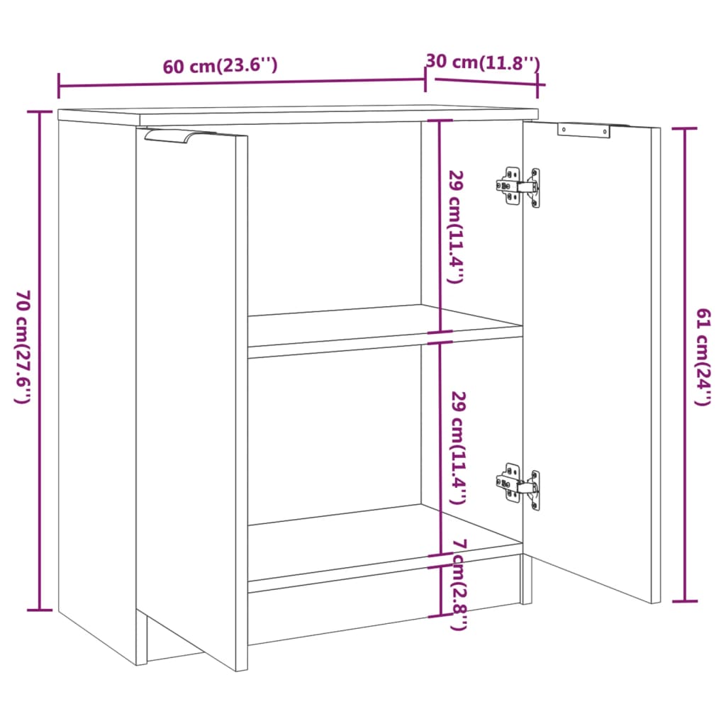 Dressoir 60X30X70 Cm Bewerkt Hout Bruineikenkleurig