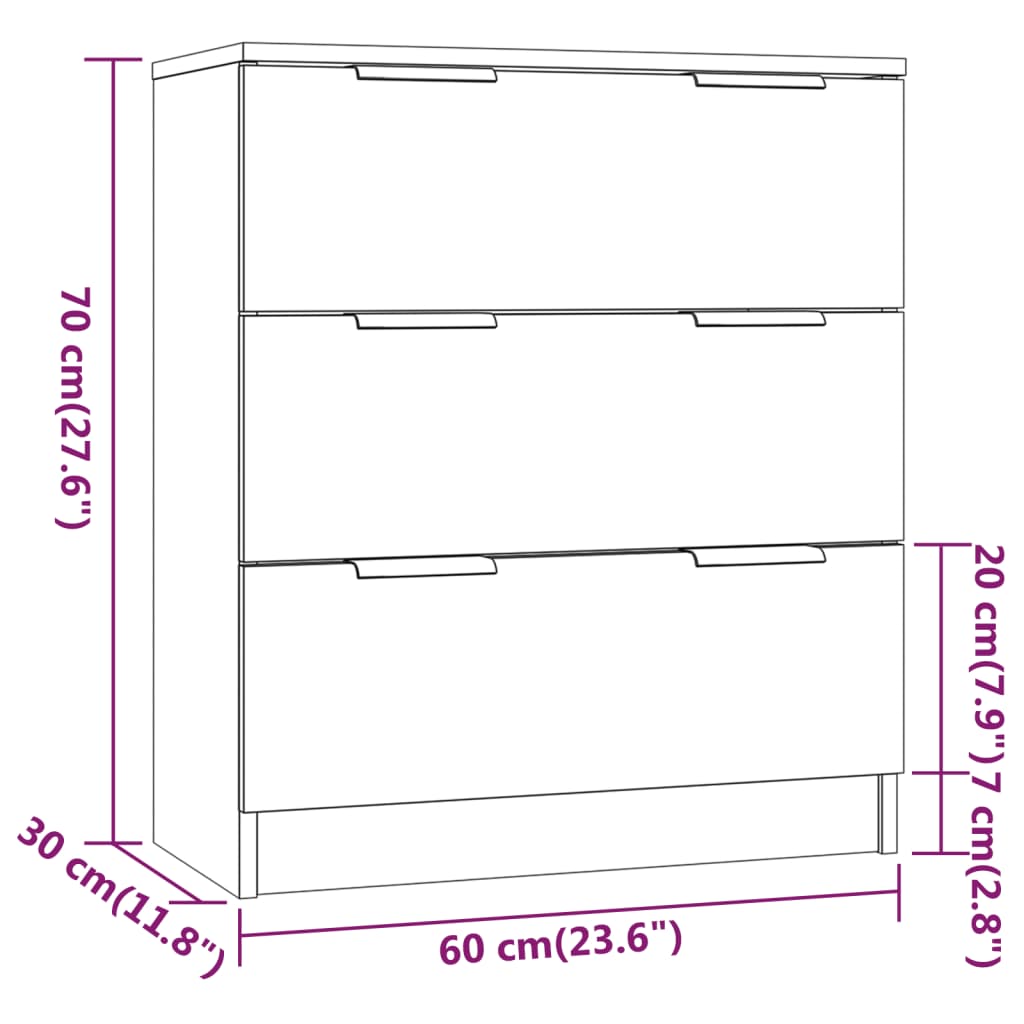 Dressoir 60X30X70 Cm Bewerkt Hout Bruineikenkleurig