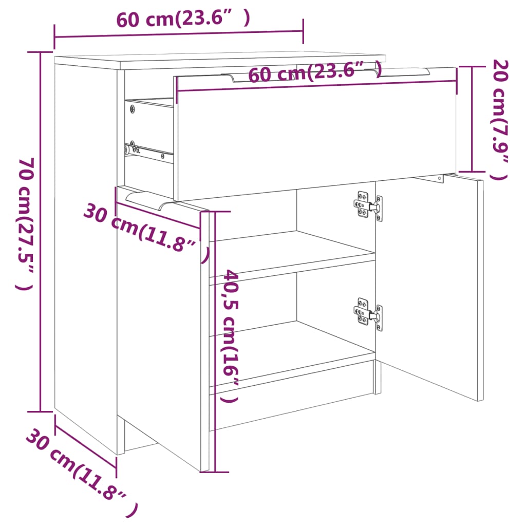 Dressoir 60X30X70 Cm Bewerkt Hout Bruineikenkleurig