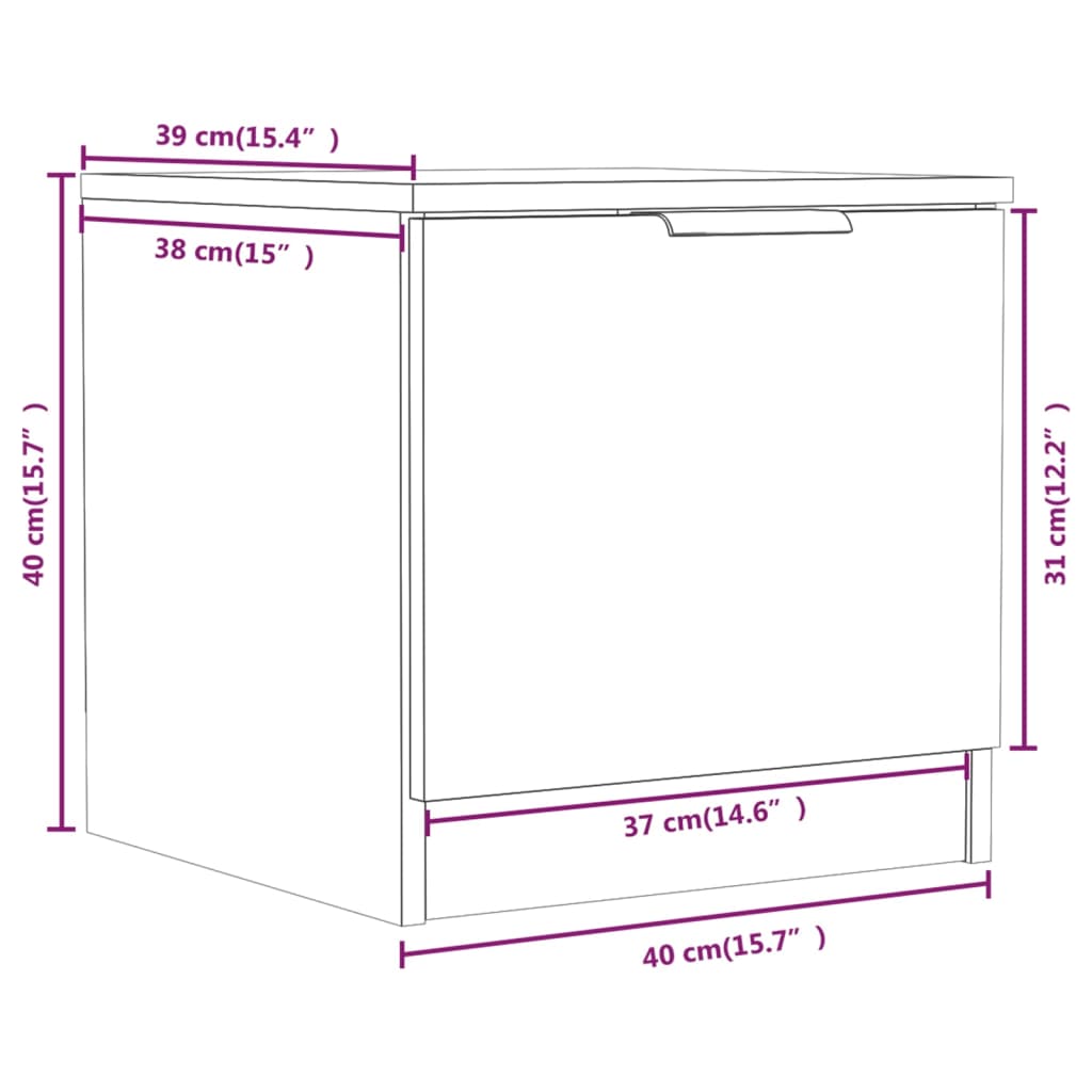 Nachtkastjes 2 St 40X39X40 Cm Bruineikenkleurig