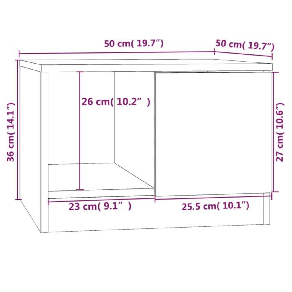 Salontafel 50X50X36 Cm Bewerkt Hout Bruineikenkleurig