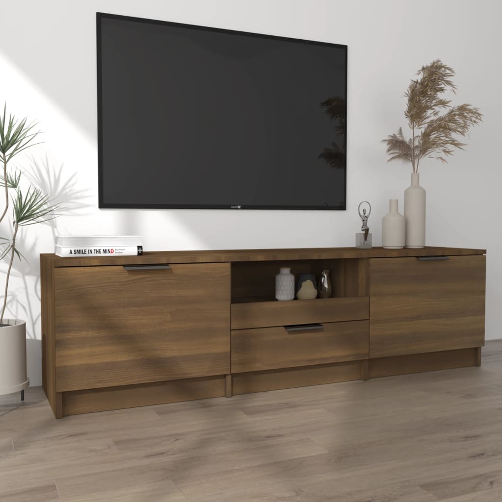 Tv-Meubel 140X35X40 Cm Bewerkt Hout Bruineikenkleurig