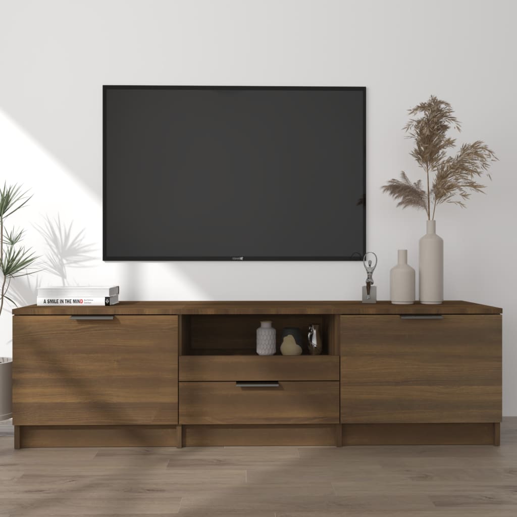 Tv-Meubel 140X35X40 Cm Bewerkt Hout Bruineikenkleurig