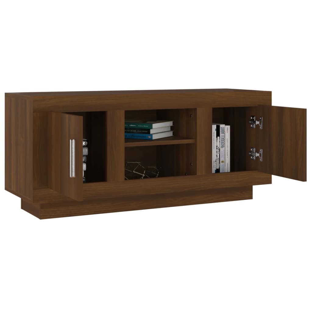 Tv-Meubel 102X35X45 Cm Bewerkt Hout Bruineikenkleurig