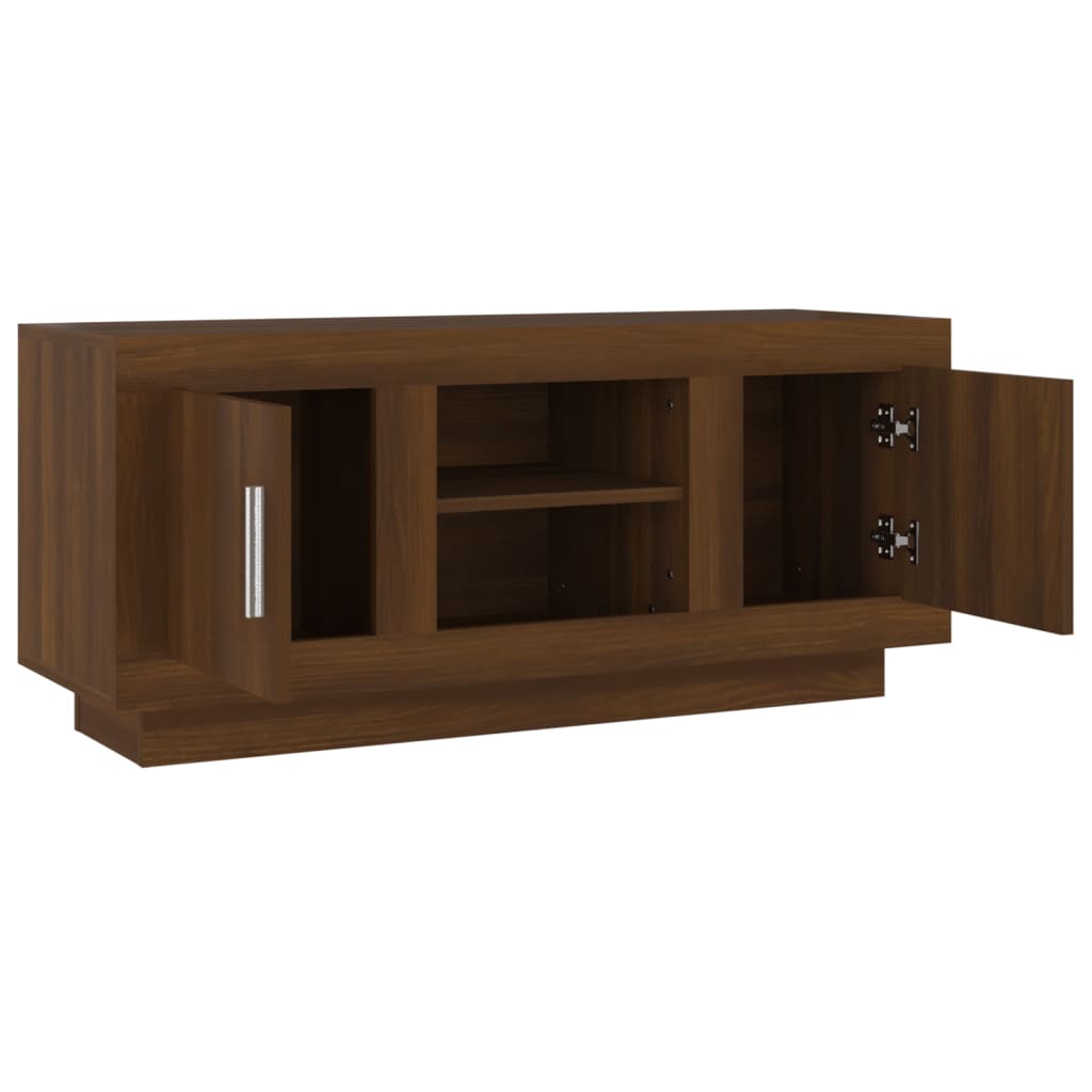 Tv-Meubel 102X35X45 Cm Bewerkt Hout Bruineikenkleurig