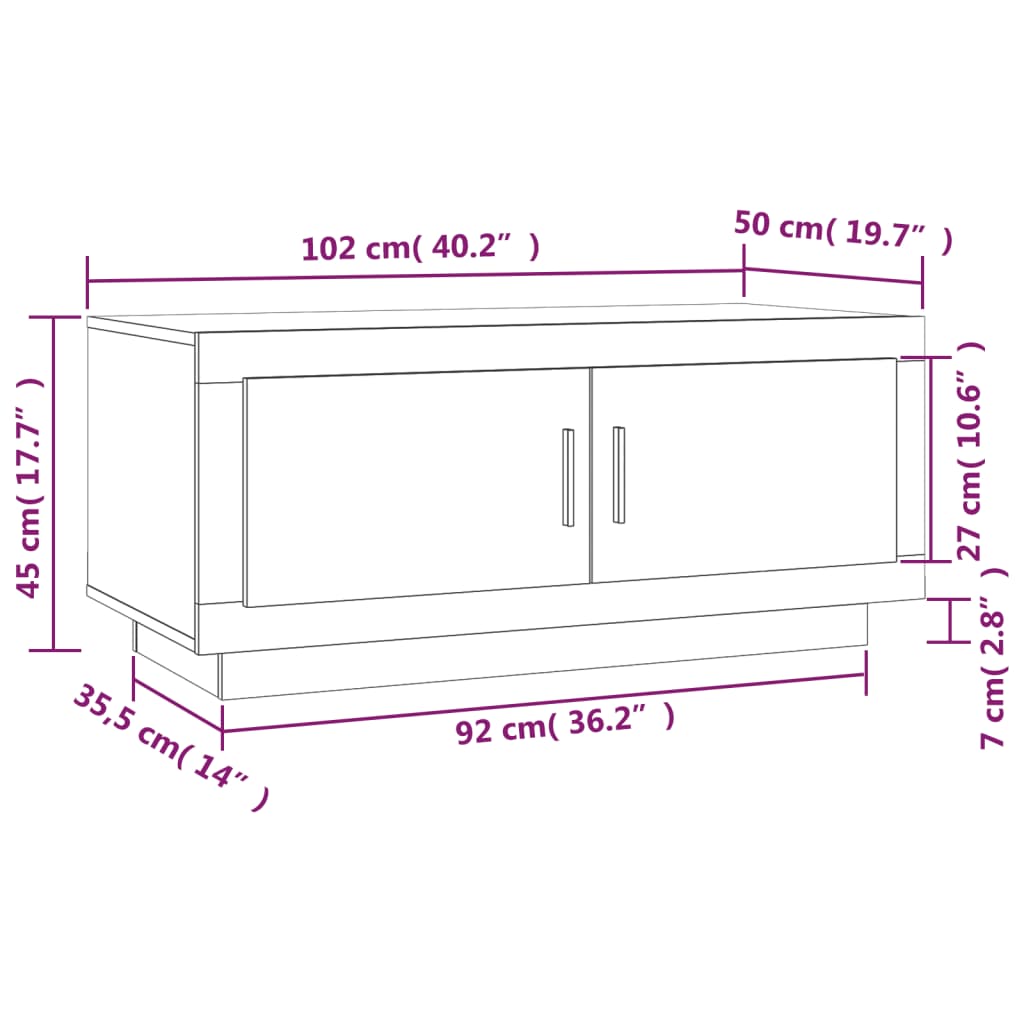 Salontafel 102X50X45 Cm Bewerkt Hout Bruineikenkleurig