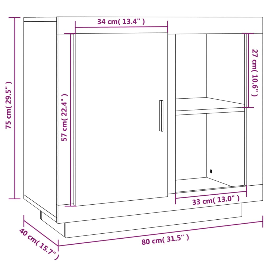 Dressoir 80X40X75 Cm Bruineikenkleurig