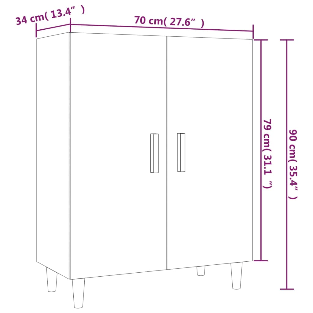 Dressoir 70X34X90 Cm Bewerkt Hout Bruineikenkleurig