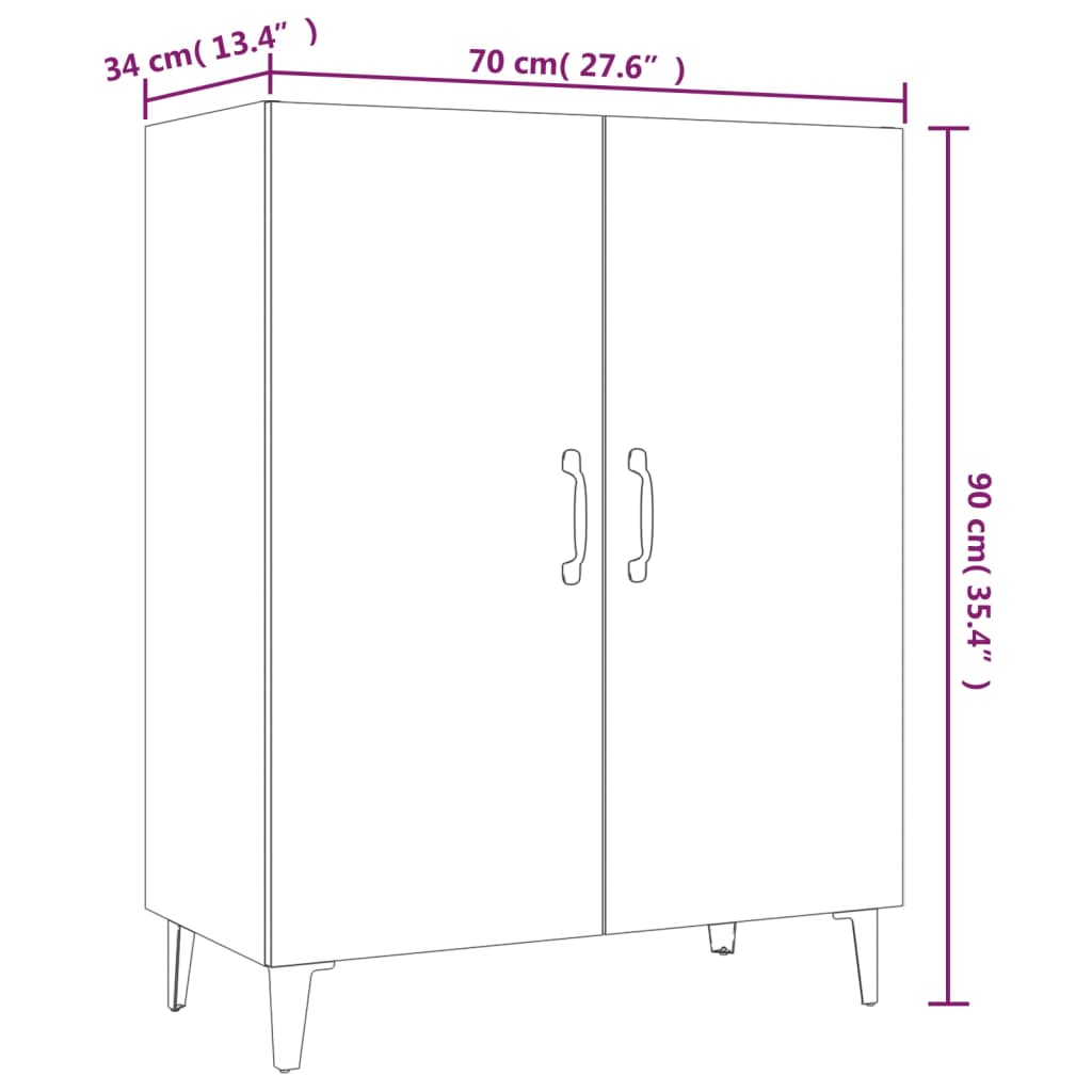 Dressoir 70X34X90 Cm Bewerkt Hout Bruineikenkleurig