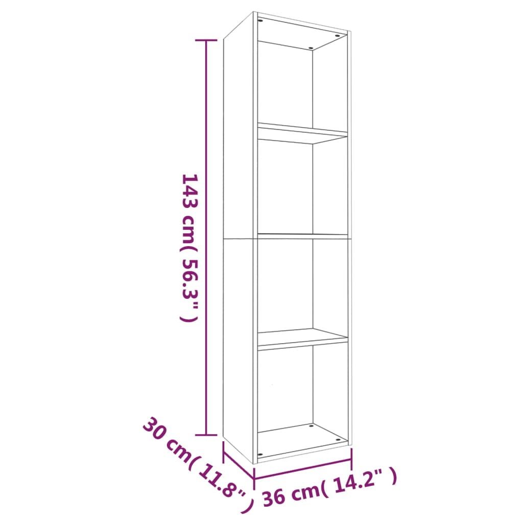 Boekenkast / Tv-Meubel 36X30X143 Cm Bruineikenkleurig