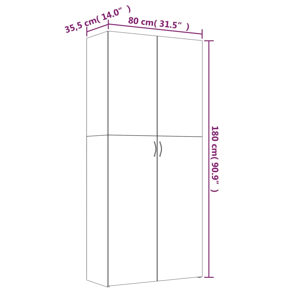 Schoenenkast 80X35,5X180 Cm Bewerkt Hout Bruineikenkleurig