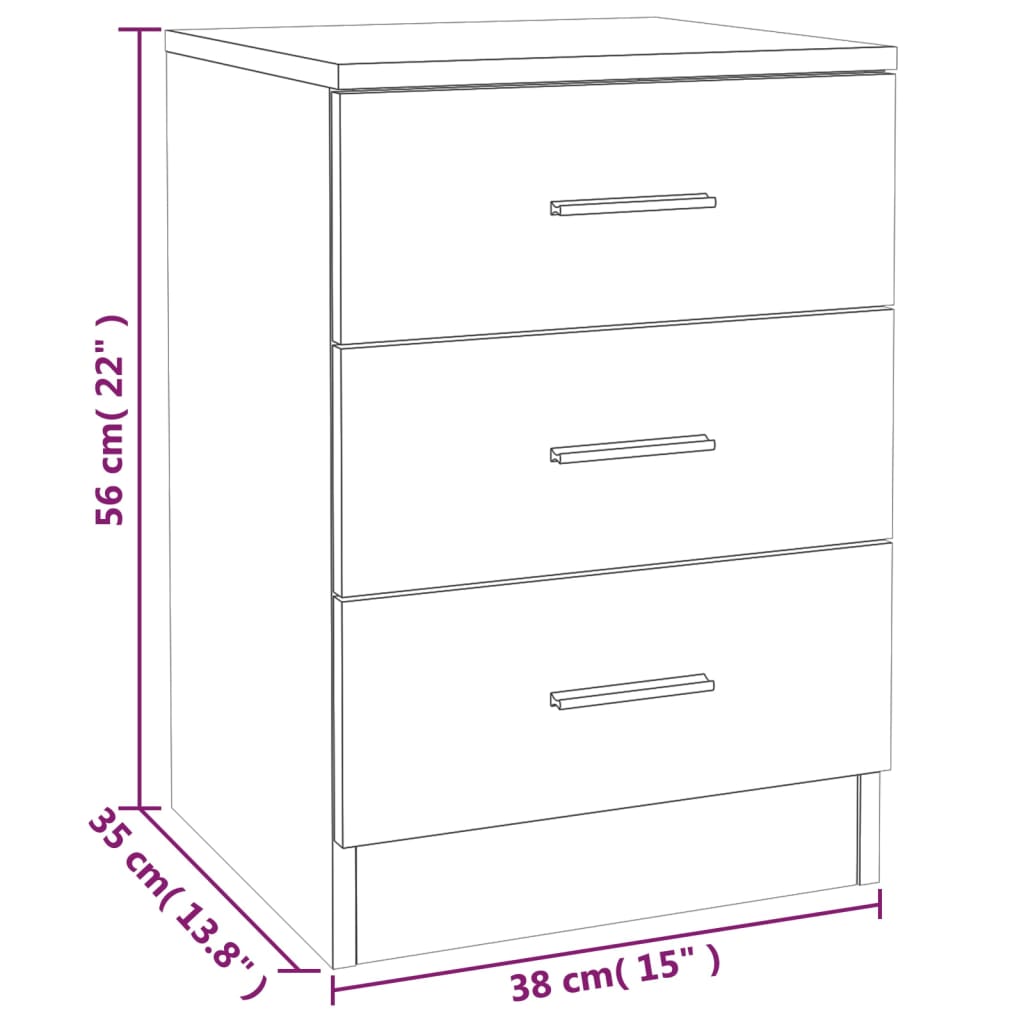 Nachtkastjes 2 St 38X35X56 Cm Bewerkt Hout Bruineikenkleurig