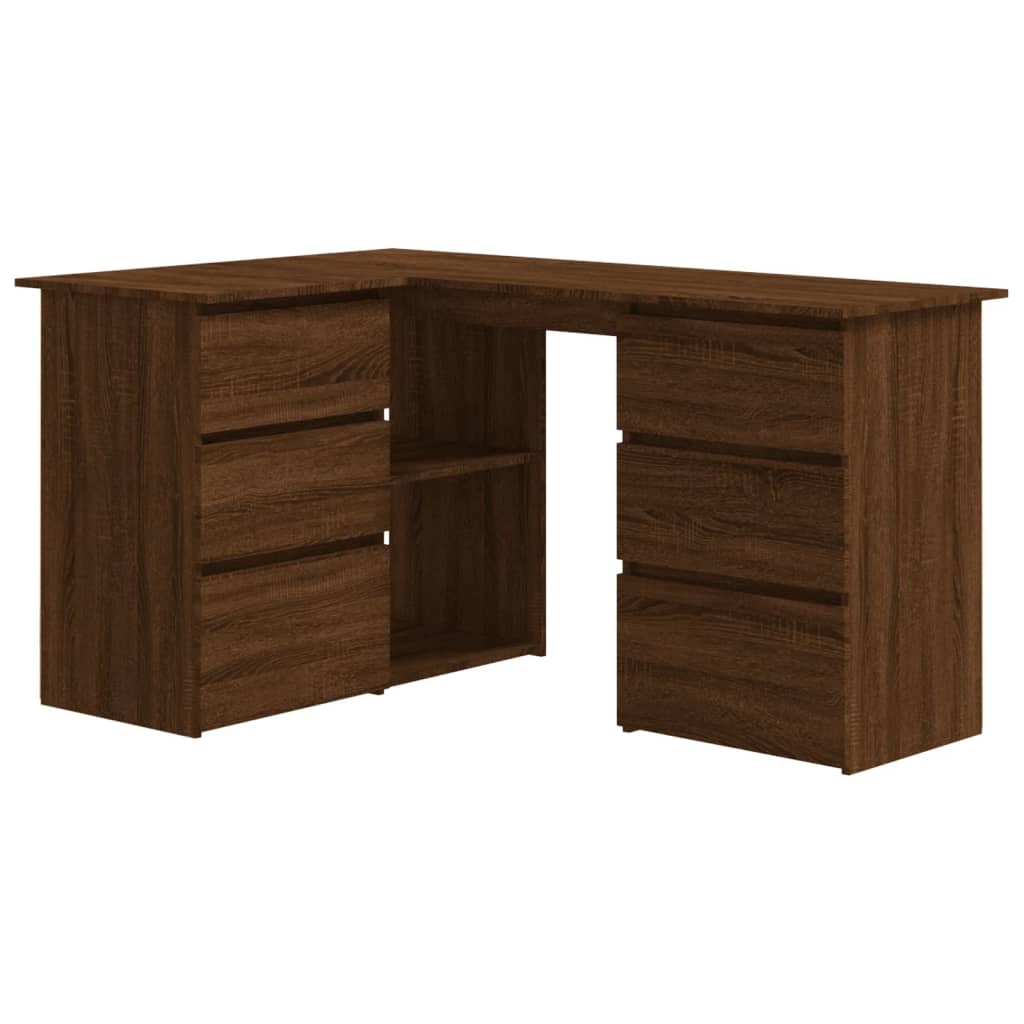 Hoekbureau 145X100X76 Cm Bewerkt Hout Bruineikenkleurig