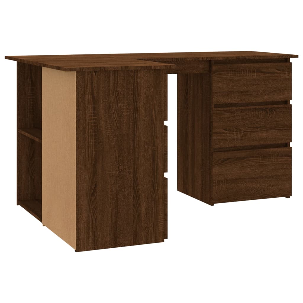 Hoekbureau 145X100X76 Cm Bewerkt Hout Bruineikenkleurig