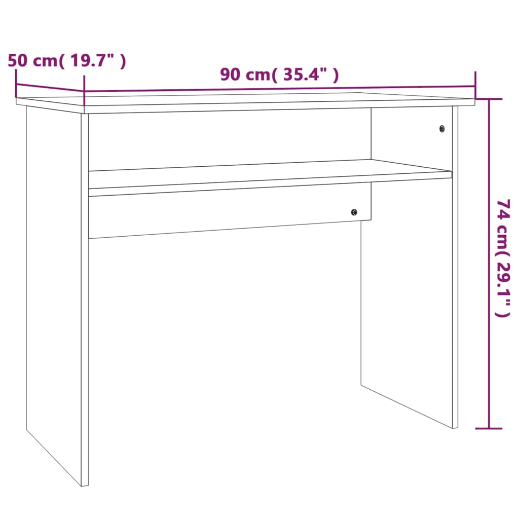 Bureau 90X50X74 Cm Bewerkt Hout Bruineikenkleurig