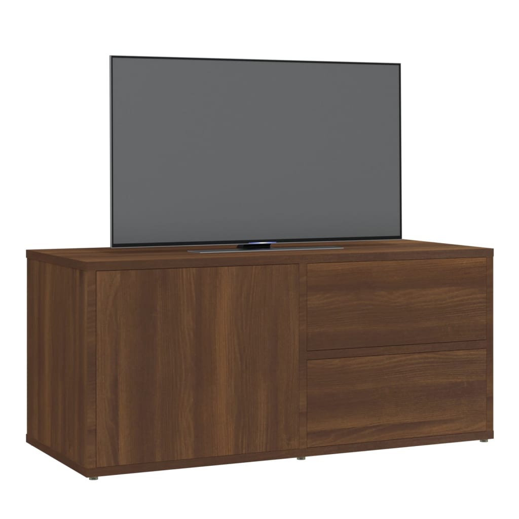 Tv-Meubel 80X34X36 Cm Bewerkt Hout Bruineikenkleurig