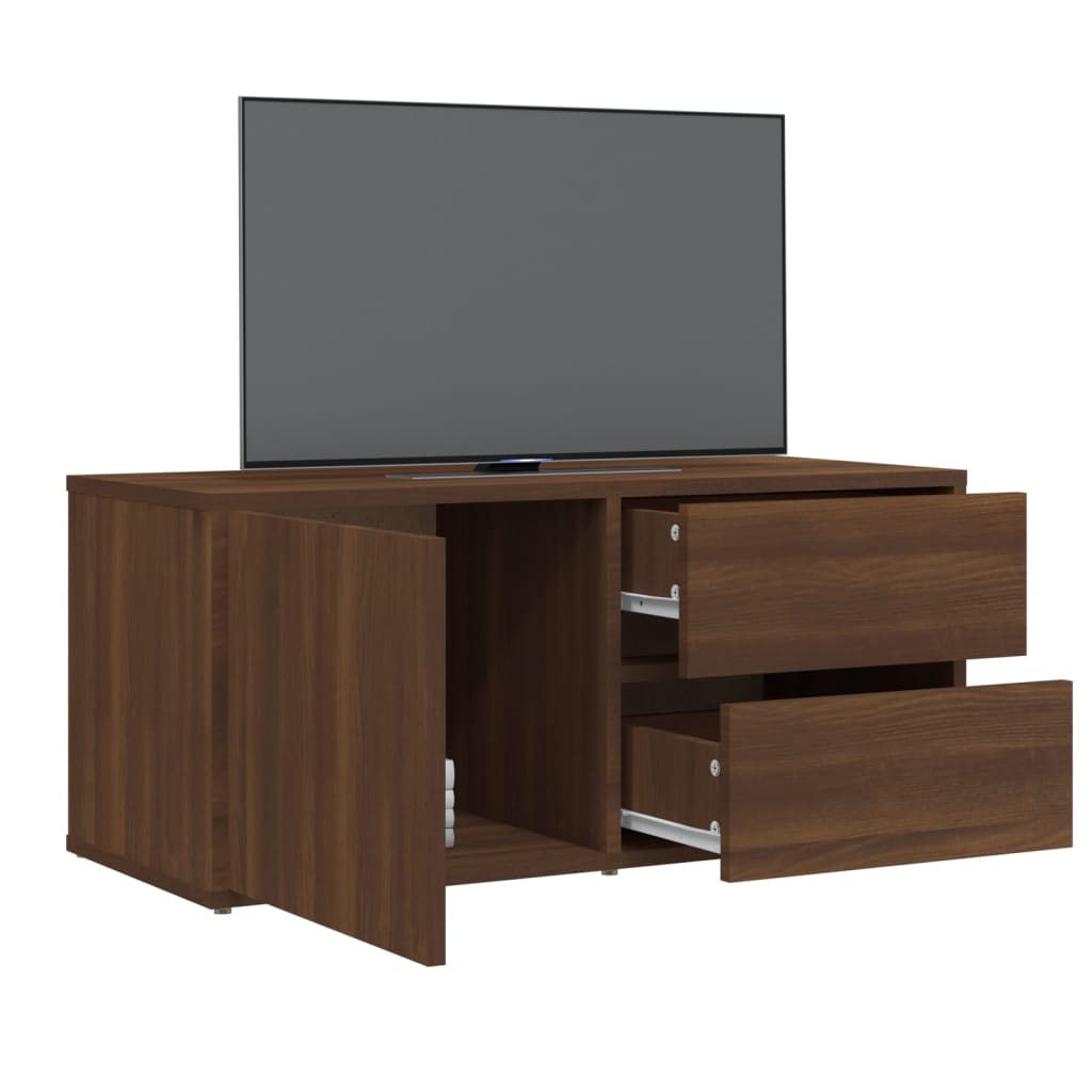 Tv-Meubel 80X34X36 Cm Bewerkt Hout Bruineikenkleurig