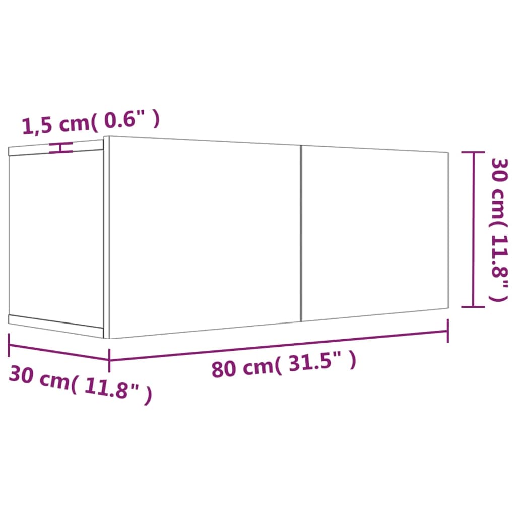 Tv-Meubel 80X30X30 Cm Bewerkt Hout Bruineikenkleurig