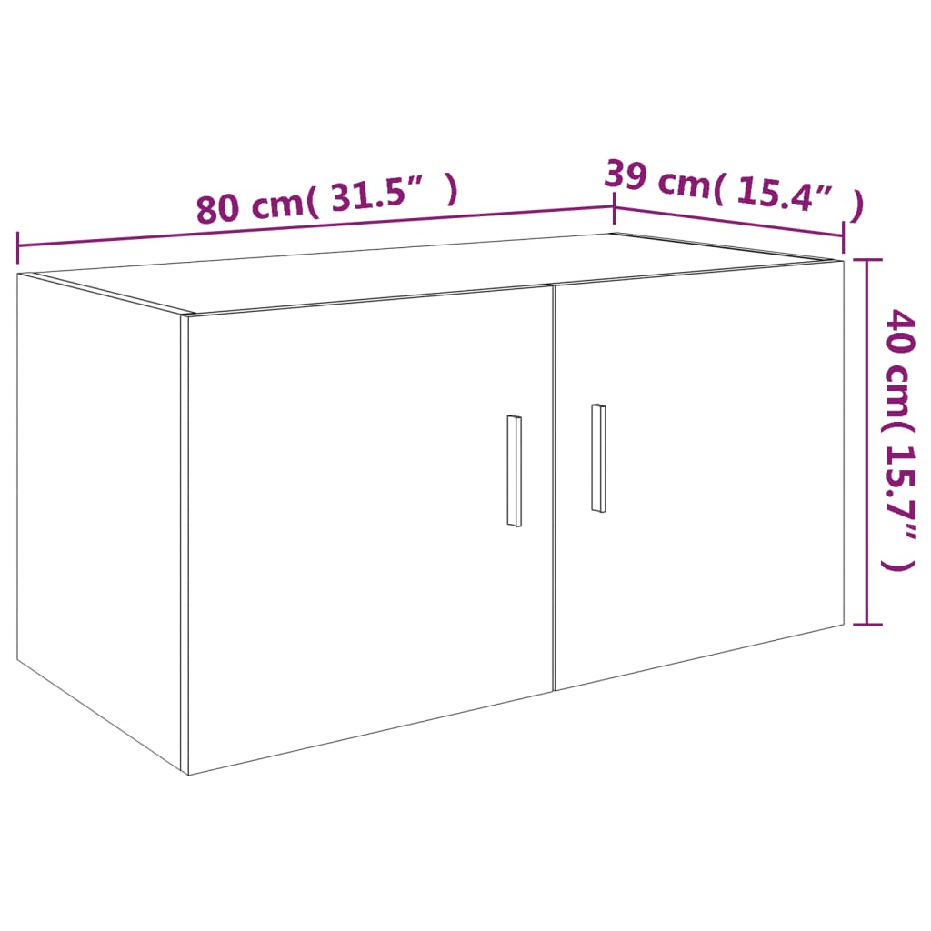 Hangkast 80X39X40 Cm Bewerkt Hout Bruineikenkleurig