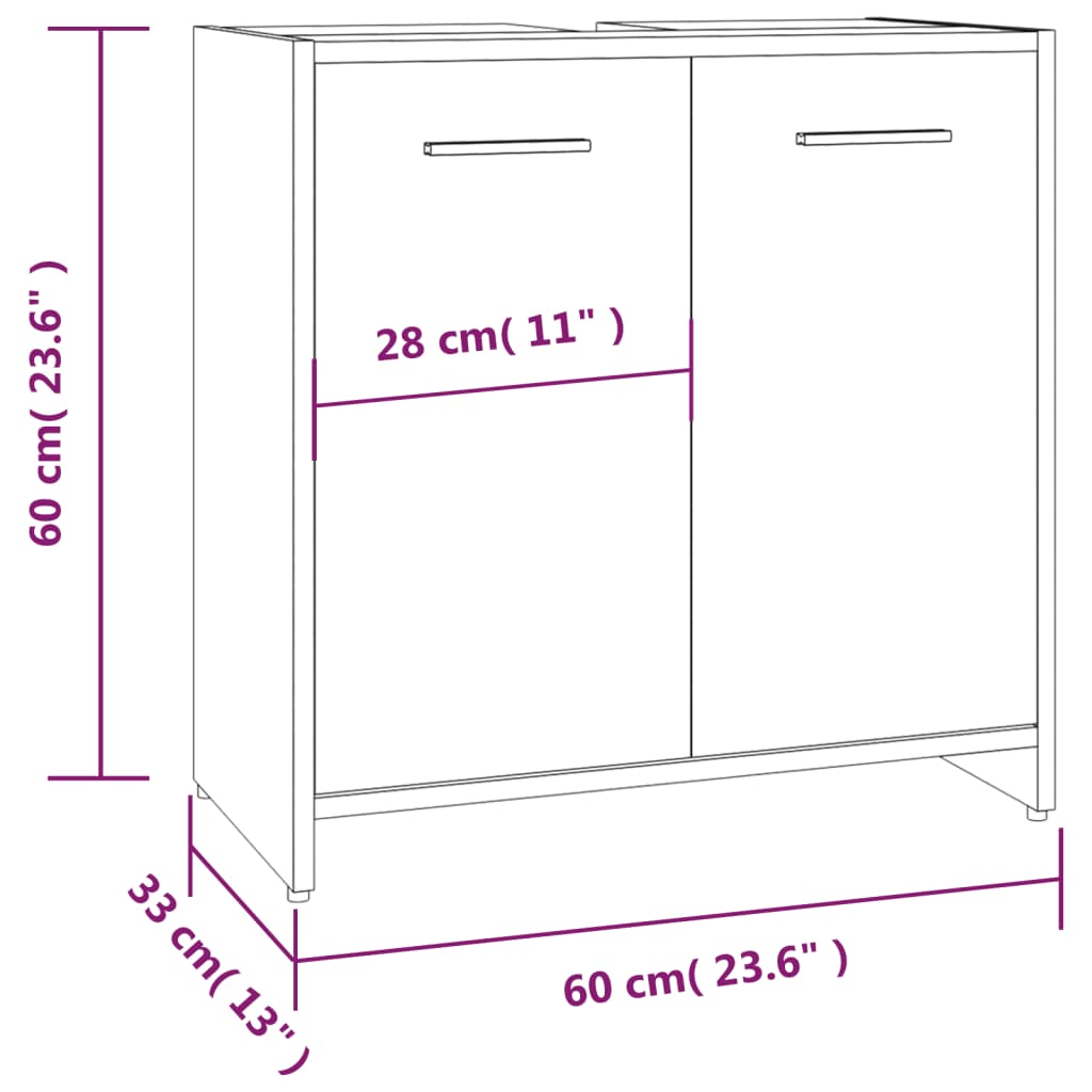 Badkamerkast 60X33X60 Cm Bewerkt Hout Bruineikenkleurig