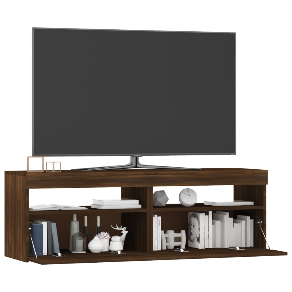 Tv-Meubel Met Led-Verlichting 120X35X40 Cm Bruineikenkleurig