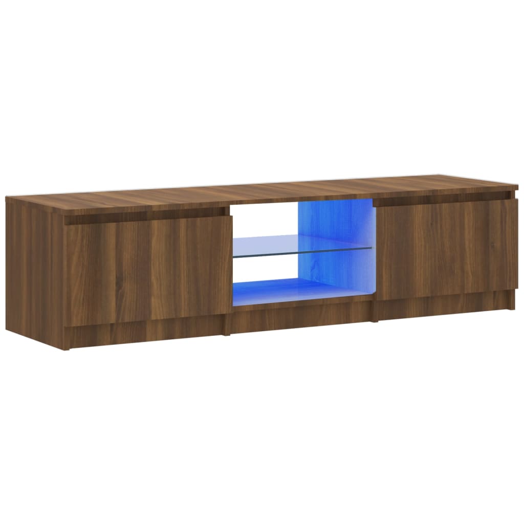 Tv-Meubel Met Led-Verlichting 140X40X35,5 Cm Bruineikenkleurig