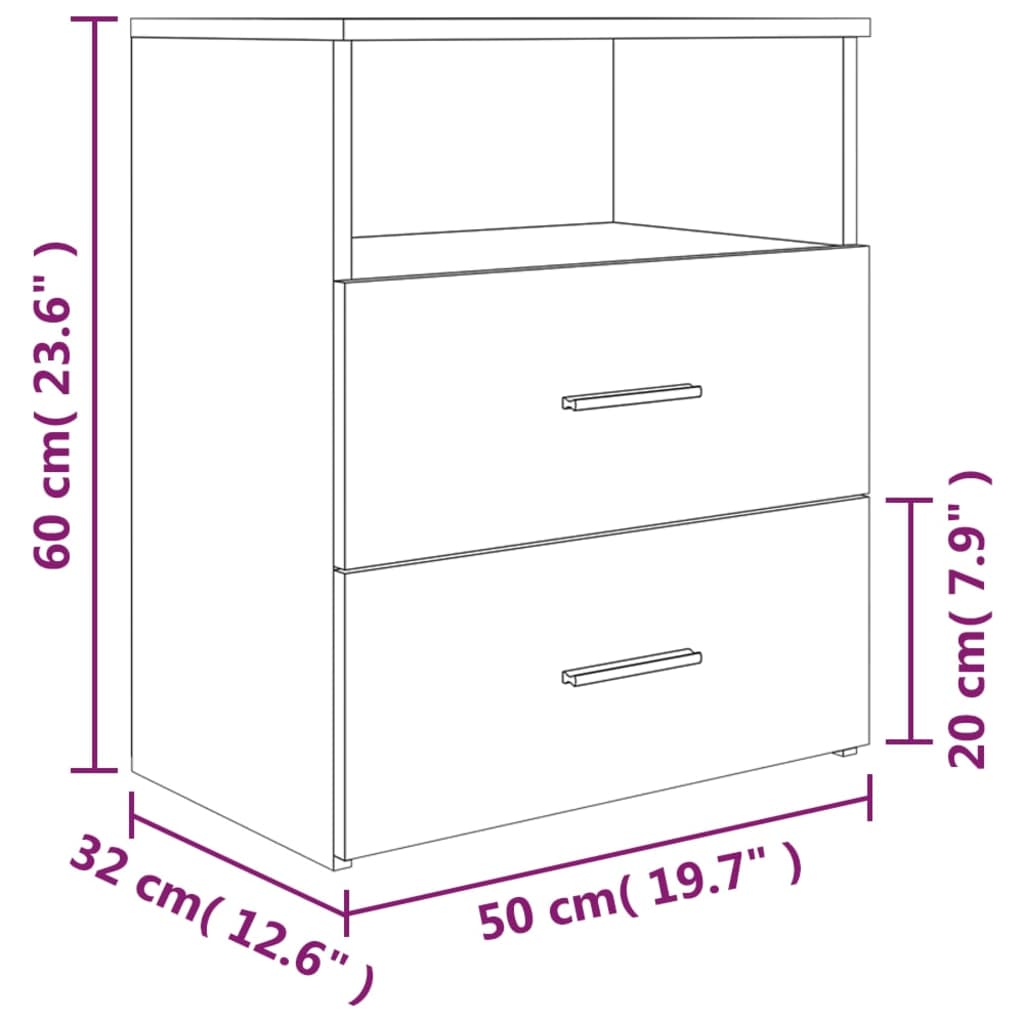 Nachtkastjes 2 St 50X32X60 Cm Bruineikenkleurig