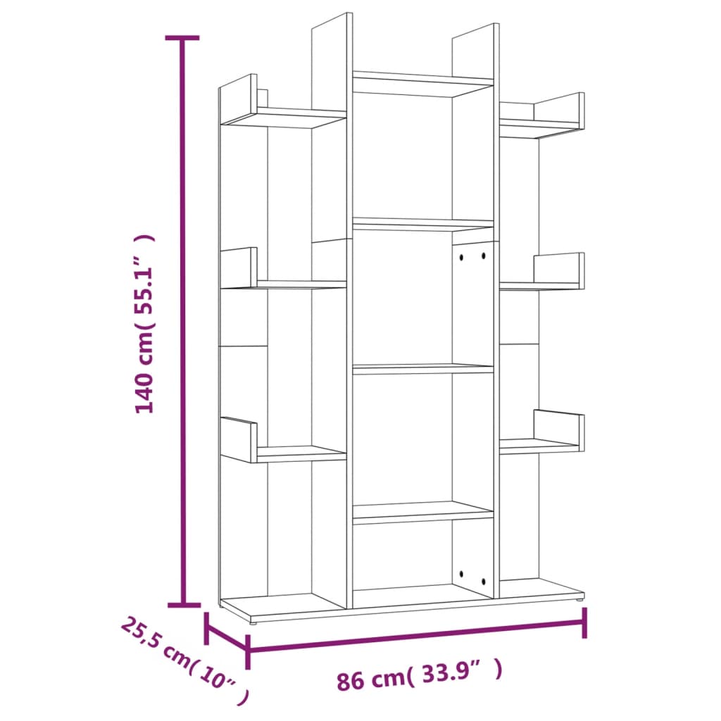 Boekenkast 86X25,5X140 Cm Bewerkt Hout Bruineikenkleurig