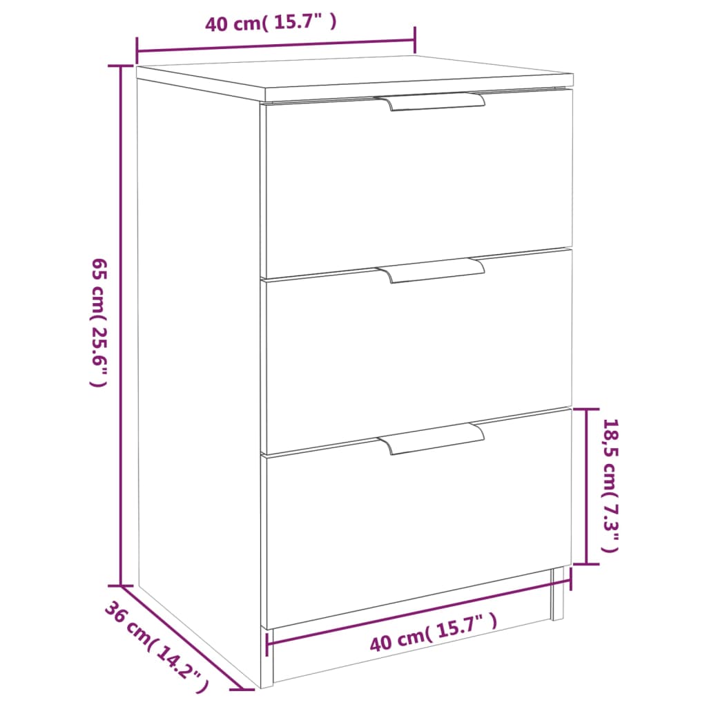 Nachtkastjes 2 St 40X36X65 Cm Bruineikenkleurig