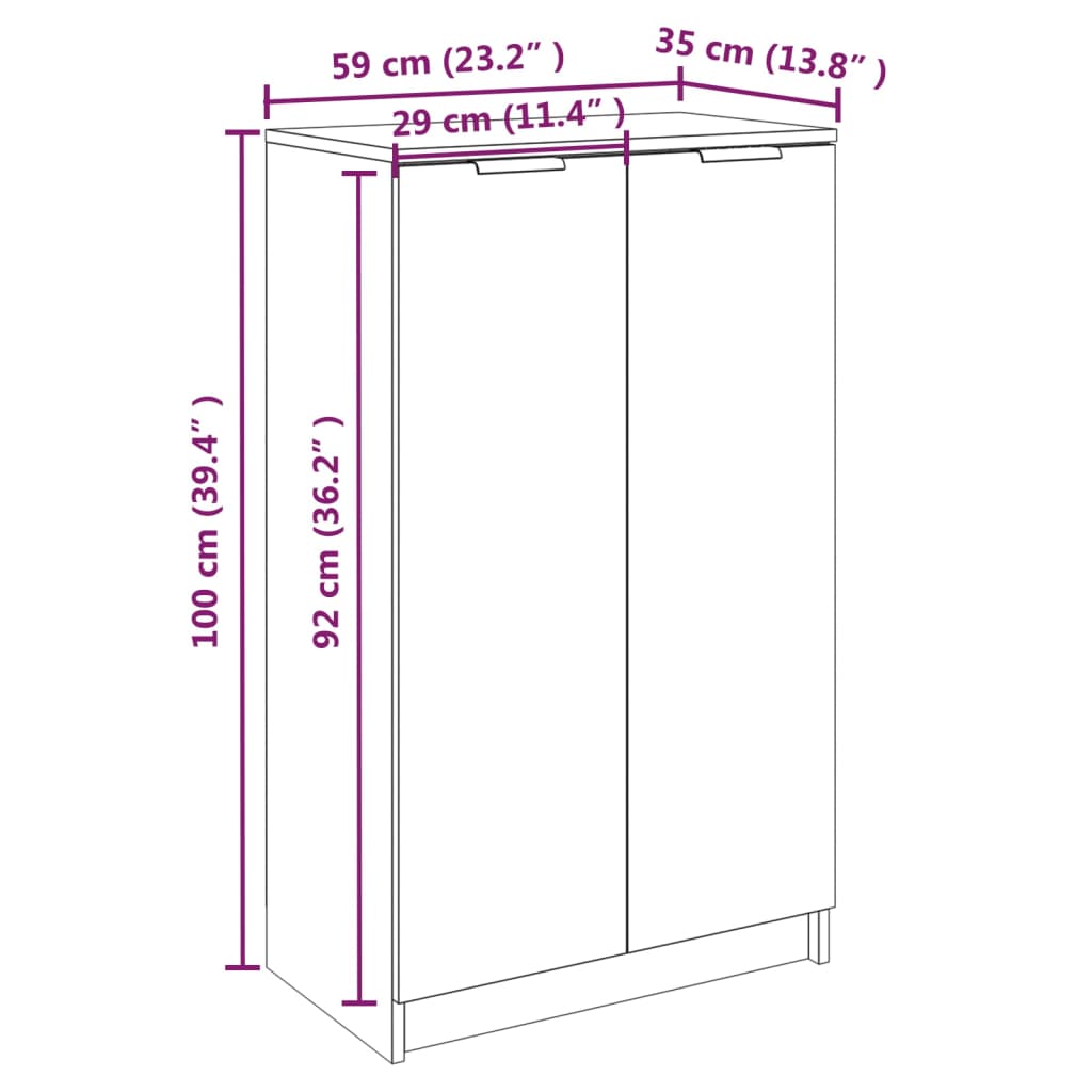 Schoenenkast 59X35X100 Cm Bewerkt Hout Bruineikenkleurig