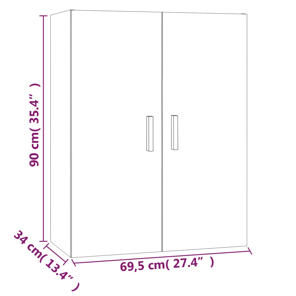 Hangkast 69,5X34X90 Cm Bruineikenkleurig