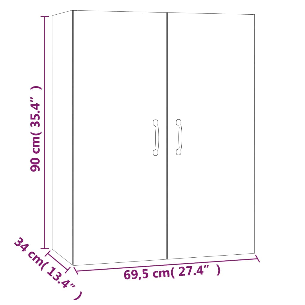 Hangkast 69,5X34X90 Cm Bewerkt Hout Bruineikenkleurig