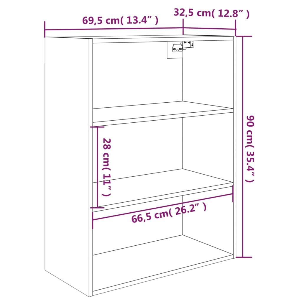 Hangkast 69,5X32,5X90 Cm Bruineikenkleurig