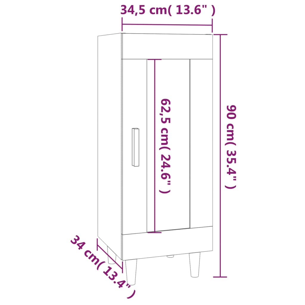 Dressoir 34,5X34X90 Cm Bewerkt Hout Bruineikenkleurig