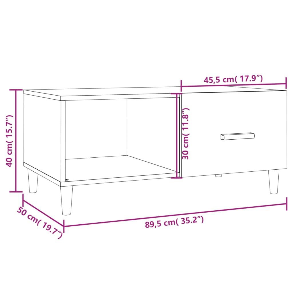 Salontafel 89,5X50X40 Cm Bewerkt Hout Bruineikenkleurig