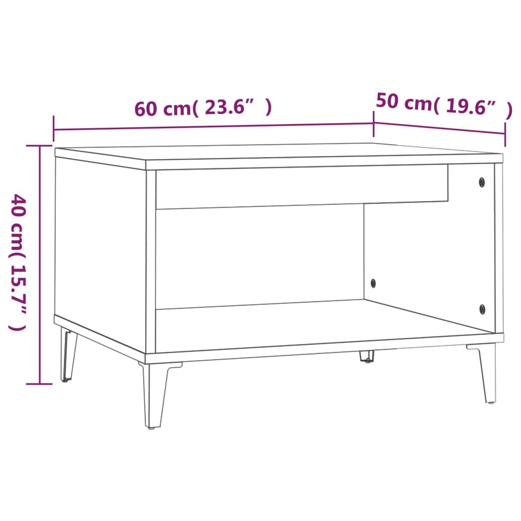 Salontafel 60X50X40 Cm Bewerkt Hout Bruineikenkleurig