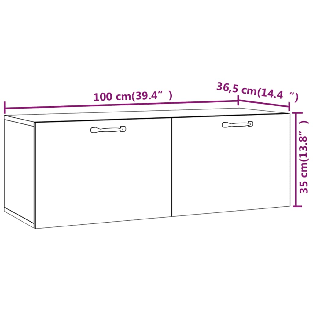 Wandkast 100X36,5X35 Cm Bewerkt Hout Bruineikenkleurig