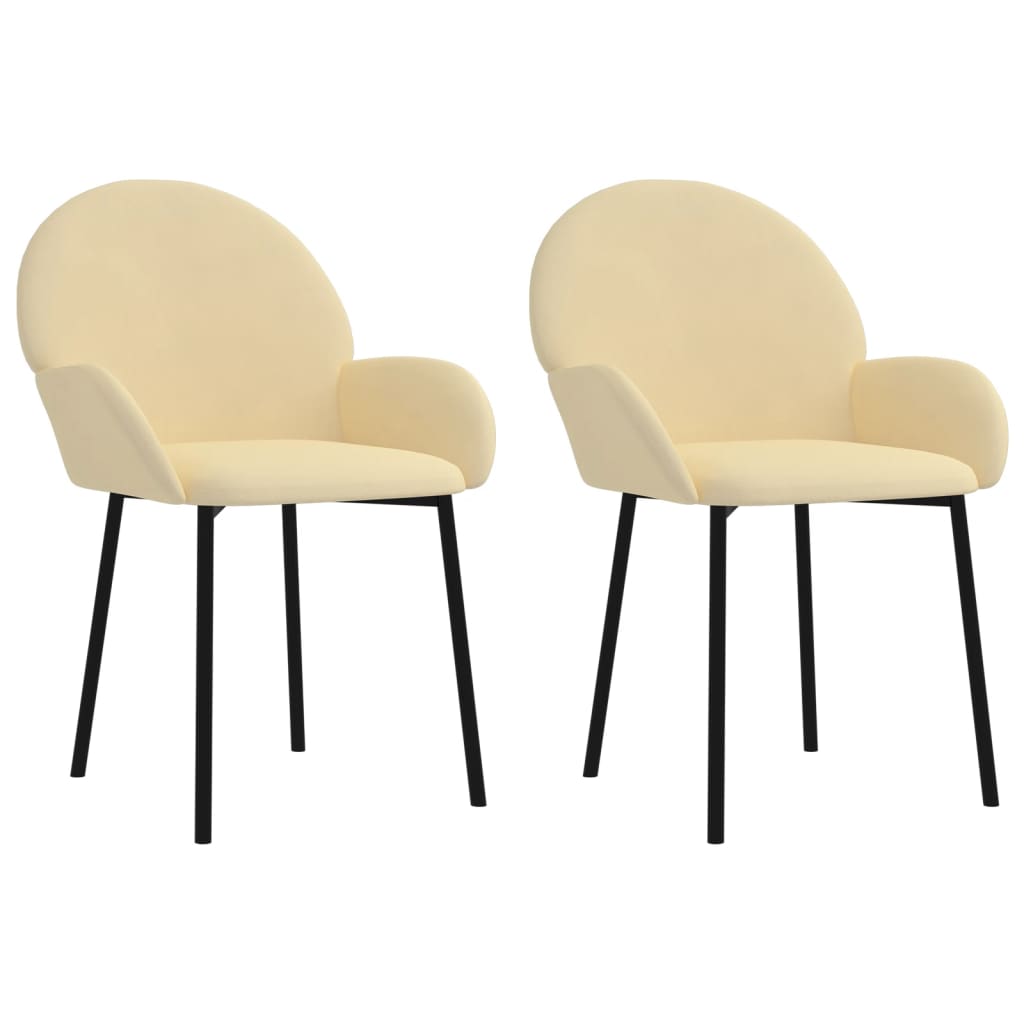 Eetkamerstoelen 2 st fluweel crèmekleurig